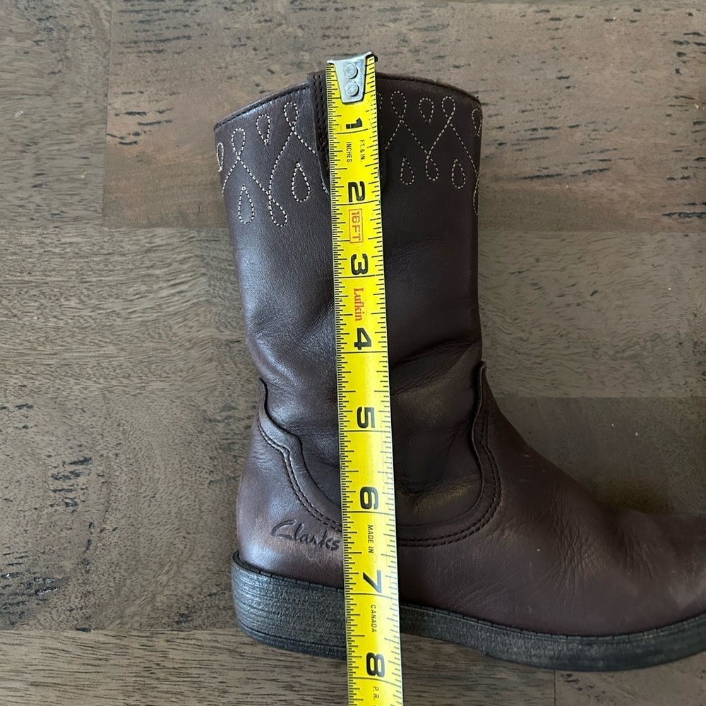 Clarks Toddler Dark Brown Embroidered Cowboy Boots - Picture 9 of 9